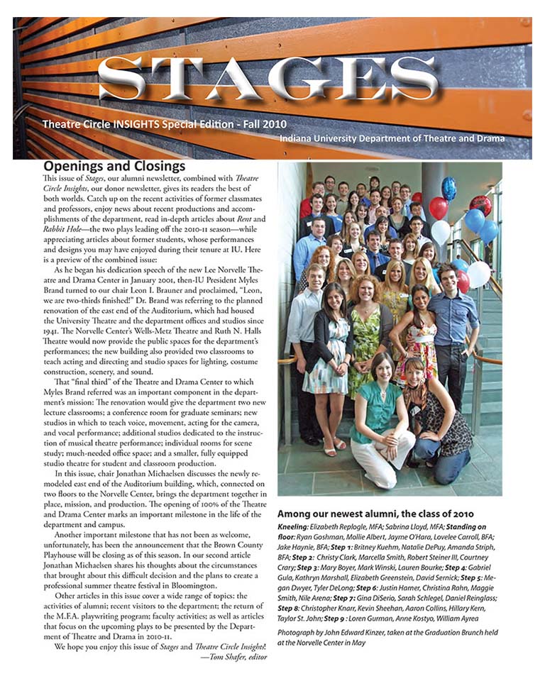 Stages Newsletter Fall 2010