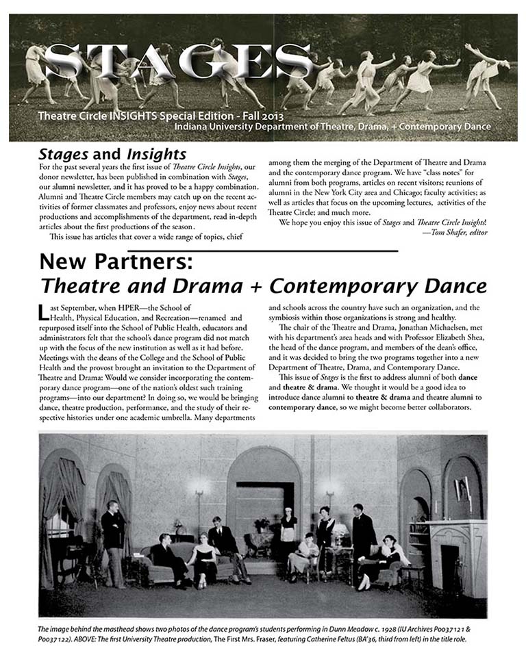 Stages Newsletter Fall 2013