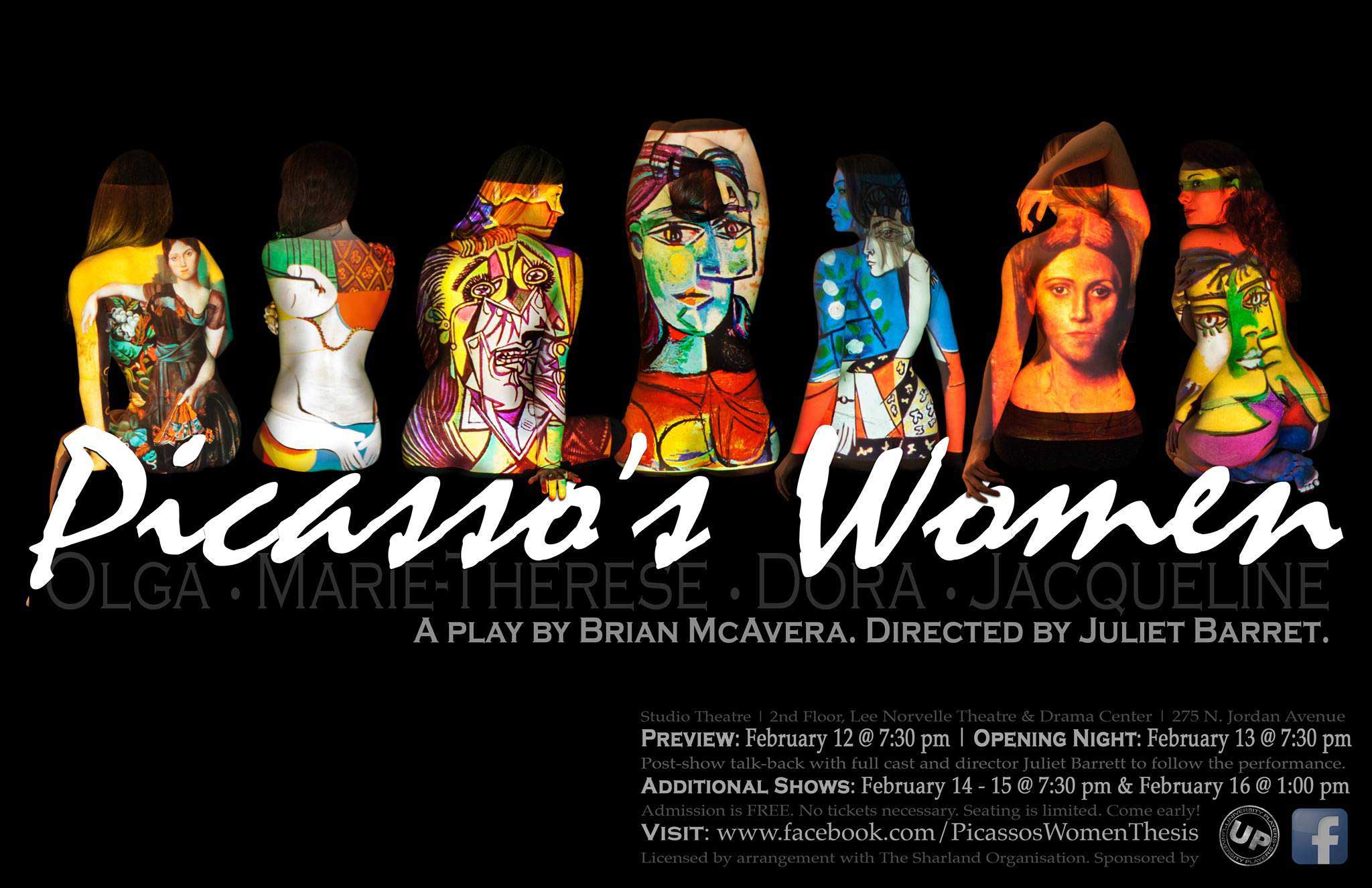 A poster image for Picasso's Women, an honor's project directed by Juliet Barrett.