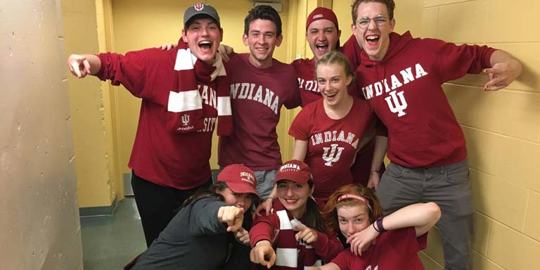Group of men wearing Indiana University apparel